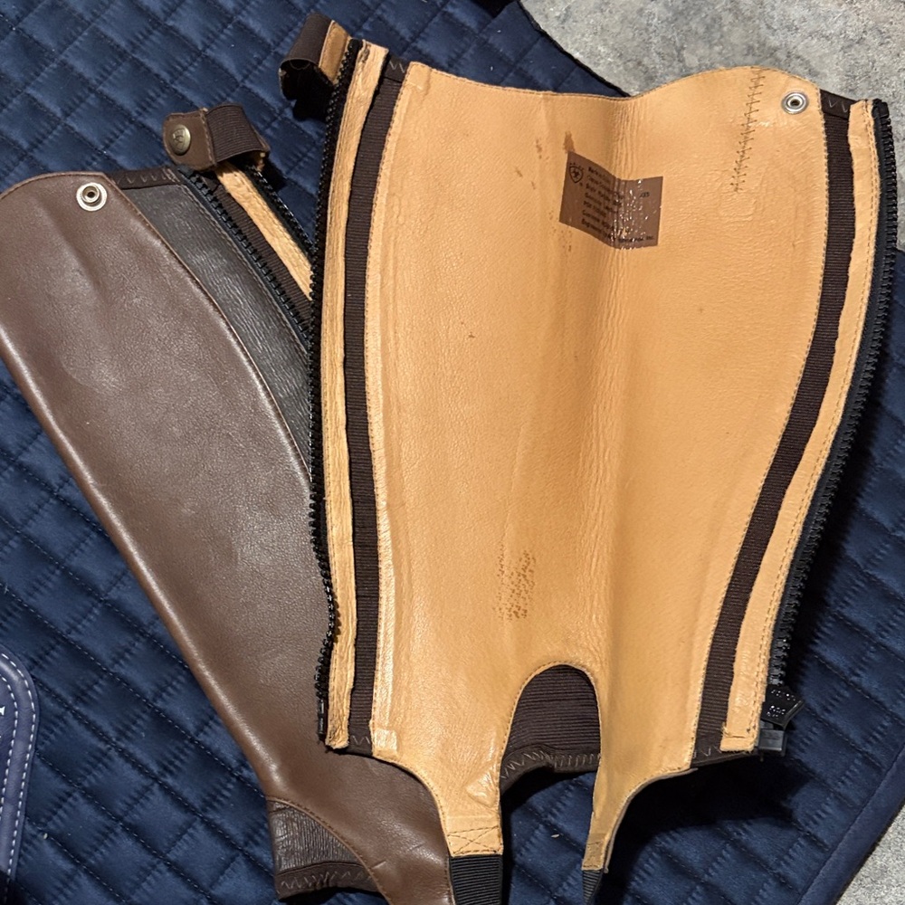 Brown and Tan Leather Riding Chaps in size XXS for $100!